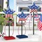 3 PCS 4th of July Table Decorations Wooden Star Set, Rustic Patriotic Decor, Red White and Blue Decorations for Home (Stripe)